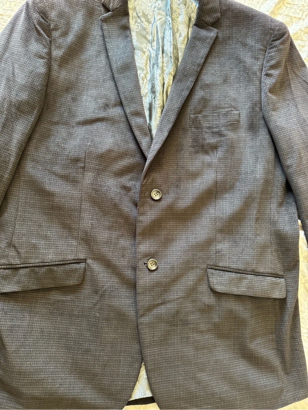 Tazio Italy Men's Brown Micro Check Sport Coat Blazer 46L Paisley Lined - Picture 5 of 15
